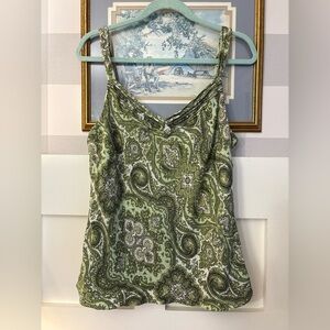 Vintage Silk Ann Taylor Green Paisley Women's Top Size 14